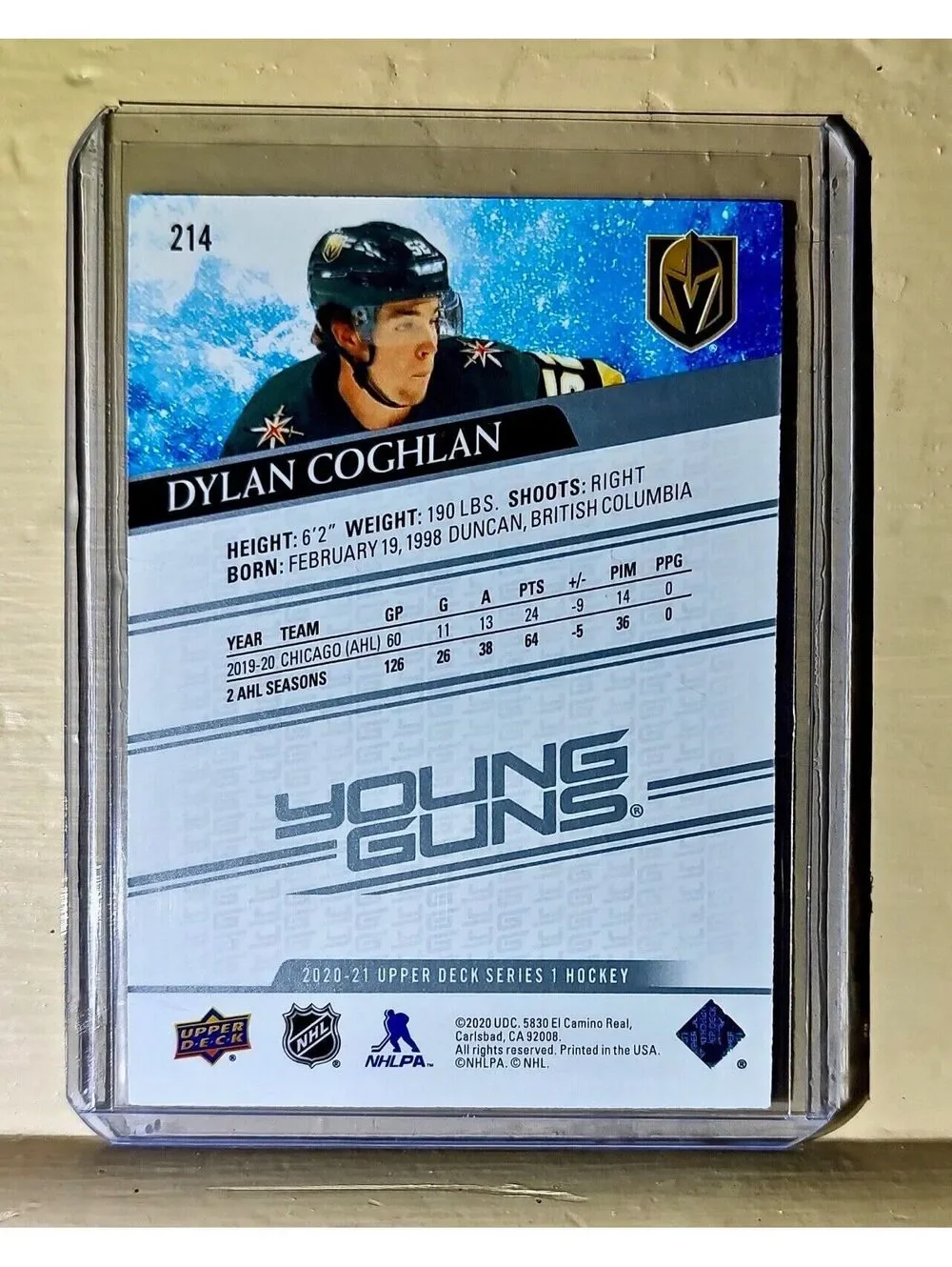 Dylan Coghlan 2020-21 Upper Deck Young Guns #214 Hockey Card Golden Knights